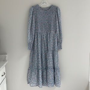 Blue Floral Midi Dress